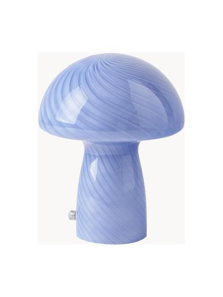 Lámpara de mesa pequeña de vidrio Mushroom, Lámpara: vidrio, Cable: plástico, Gris azulado, Ø 19 x Al 23 cm