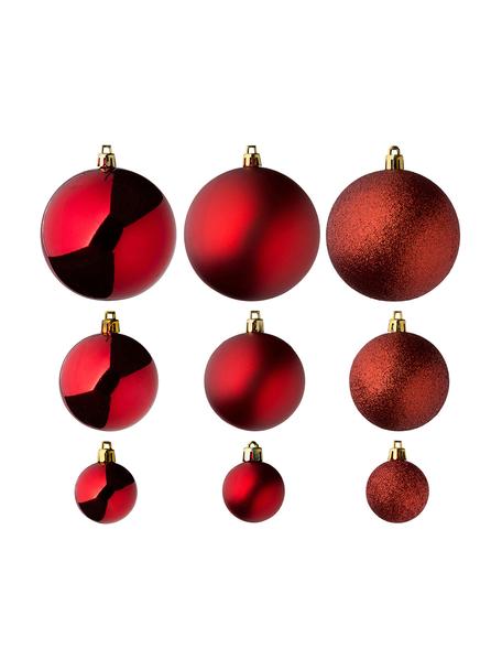 Set 46 palline di Natale Silvia, Plastica infrangibile, Rosso, Set in varie misure