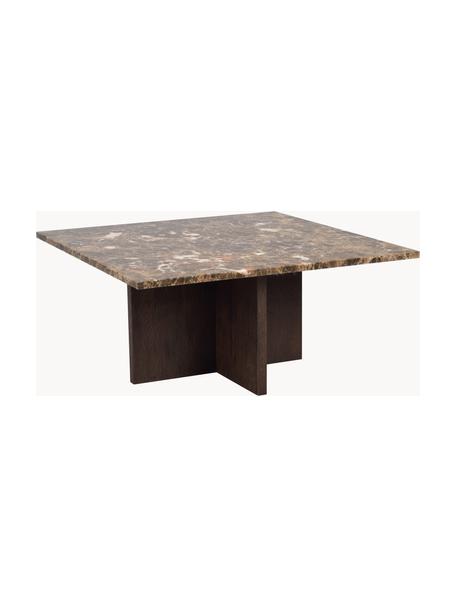 Tavolino in marmo Brooksville, Struttura: pannello di fibra a media, Marrone marmorizzato, legno di quercia, Larg. 90 x Prof. 90 cm