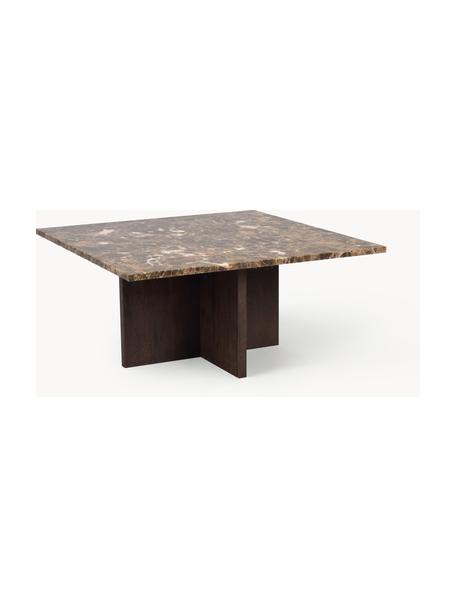 Tavolino in marmo Brooksville, Struttura: pannello di fibra a media, Marrone marmorizzato, legno di quercia, Larg. 90 x Prof. 90 cm
