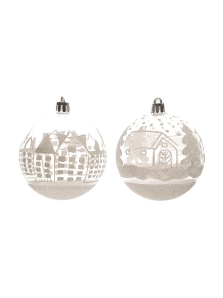 Breukvaste kerstballen City Ø 8 cm, 4 stuks, Beige, transparant, Ø 8 cm