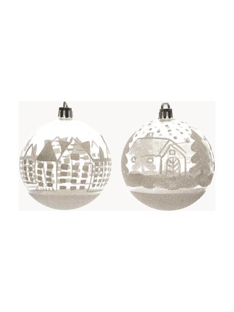 Boules de Noël White City Ø 8 cm, 4 élém., Blanc, transparent, Ø 8 cm