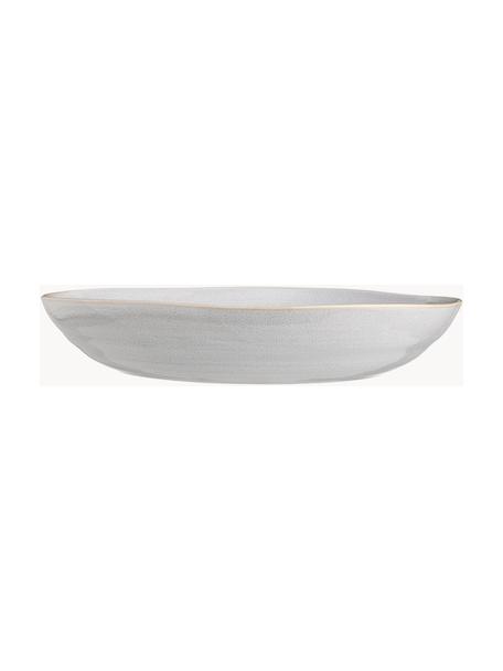 Handgemaakte schaal Manor, 6 stuks, Keramiek, Lichtgrijs met beige rand, Ø 24 x H 4 cm