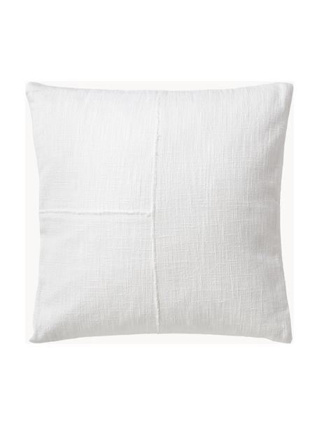 Baumwoll-Kissenhülle Terre mit dekorativer Naht, 70 % Baumwolle, 30 % Leinen, Weiß, B 45 x L 45 cm