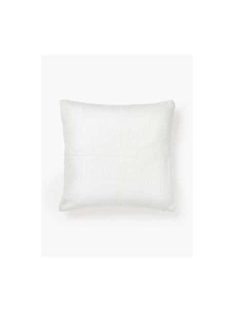 Housse de coussin 30x50 avec broderie décorative Terre, 70 % coton, 30 % lin, Blanc, larg. 45 x long. 45 cm