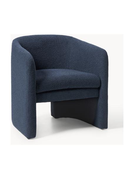 Fauteuil lounge en bouclette Mairo, Bouclette bleu foncé, larg. 68 x prof. 62 cm