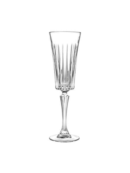 Kristallen champagneglazen Timeless met groefreliëf, 6 stuks, Luxion kristalglas, Transparant, Ø 7 x H 24 cm, 210 ml