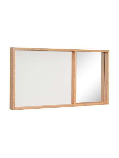 Bacheca con specchio Combine, Cornice: finitura in legno di quer, Superficie dello specchio: lastra di vetro, Marrone chiaro, bianco, Larg. 80 x Alt. 40 cm