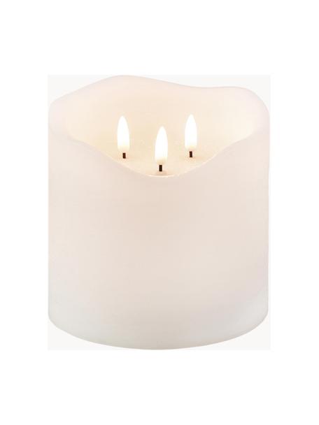 Svíčka se třemi knoty z vosku s LED Bona, Bílá, Ø 15 cm, V 15 cm