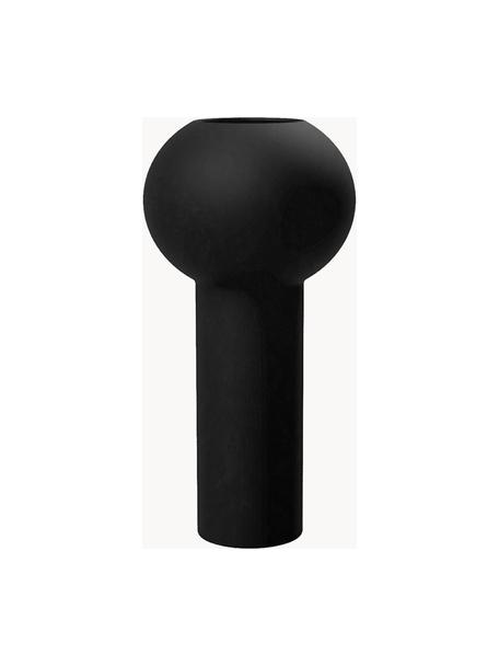 Handbeschilderde vaas Pillar, Keramiek, Zwart, Ø 12 x H 24 cm
