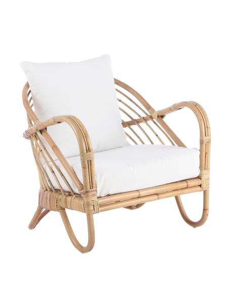 Sillón de ratán Rochester, Estructura: ratán, Tapizado: poliéster, Ratán, blanco, An 75 x F 80 cm
