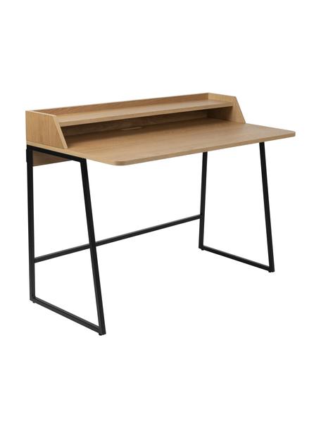 Schreibtisch Giorgio aus Holz und Metall, Gestell: Metall, pulverbeschichtet, Hellbraun, B 120 x T 60 cm