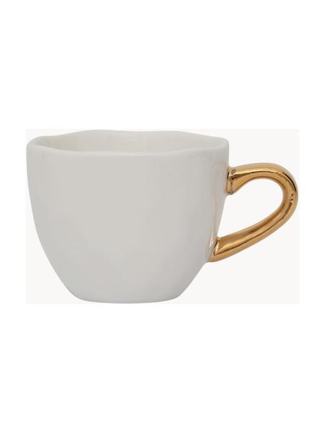 Šálky na espresso se zlatým ouškem Good Morning, 2 ks, Kamenina, Bílá, zlatá, Ø 6 cm, V 5 cm, 95 ml