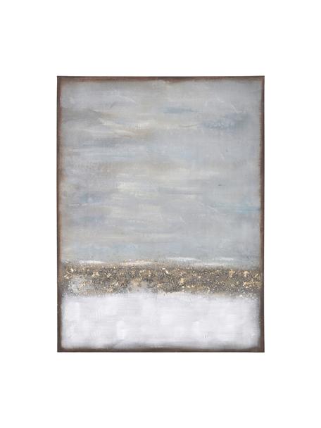 Handbeschilderde canvasdoek Abstract Horizon, Lijst: massief natuurlijk dennen, Blauw, multicolour, B 90 x H 120 cm