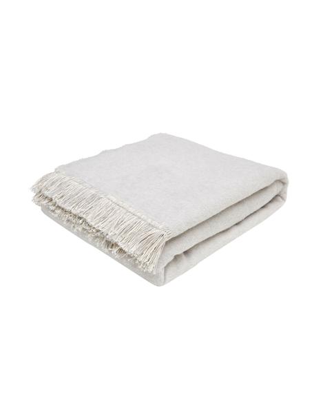 Manta suave de algodón con flecos Vienna, 85% algodón, 8% viscosa, 7% poliacrílico, Gris claro, An 150 x L 200 cm