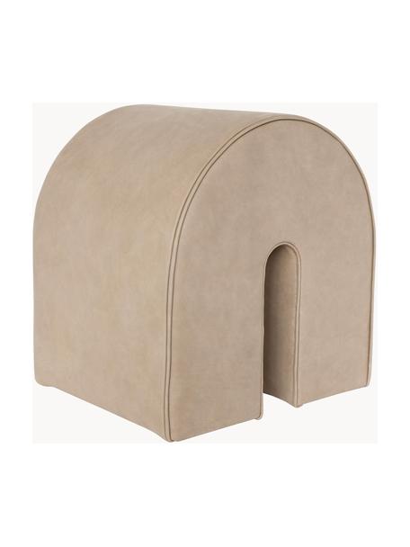 Beklede poef Curved uit nubuckleer, Bekleding: nubuckleer, Leer beige, B 36 x H 42 cm