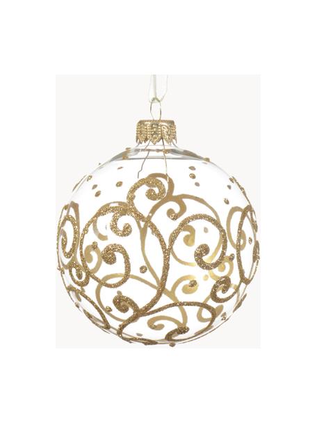 Palline di Natale con decorazione dorata Slide 6 pz, Vetro, Trasparente, dorato, Ø 8 cm