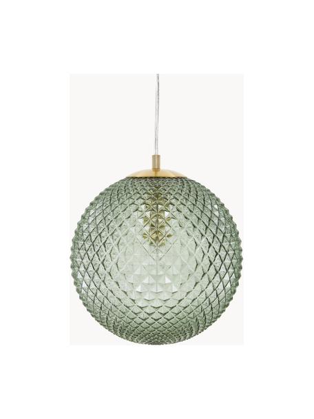 Lampada a sospensione piccola in vetro Lorna, Paralume: vetro, Dorato, verde scuro, Ø 25 cm