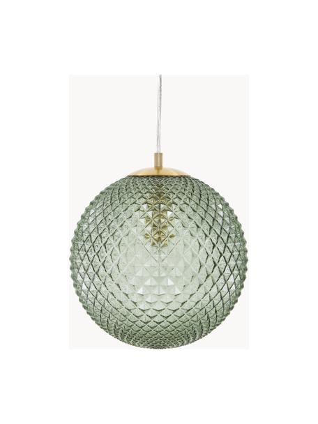 Lampada a sospensione piccola in vetro Lorna, Paralume: vetro, Dorato, verde scuro, Ø 25 cm