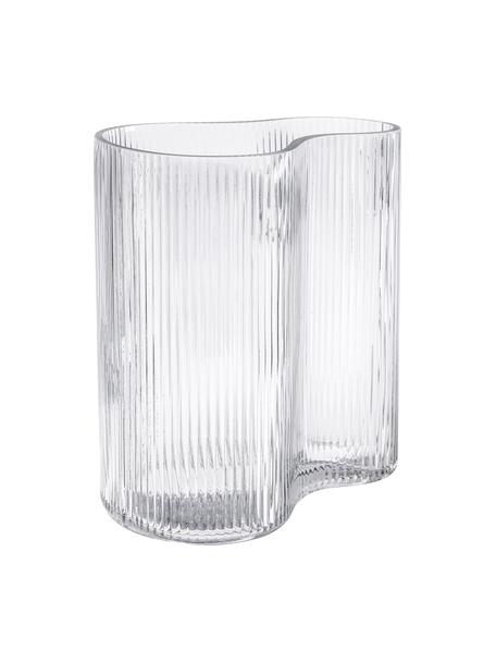 Wazon ze szkła dmuchanego z ryflowanym reliefem Dawn, Szkło, Transparentny, S 19 x W 20 cm