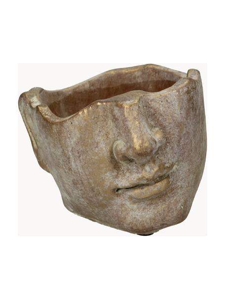 Cache-pot en béton avec finition antique Face, Béton, Doré avec finition antiquaire, larg. 17 x haut. 12 cm