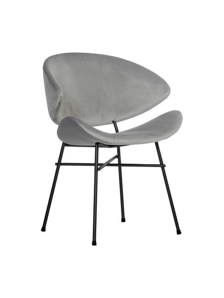 Čalouněná židle s velurovým potahem Cheri, Světle šedá, černá, Š 57 cm, H 55 cm
