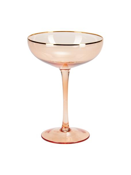 Champagnerschalen Goldie mit Goldrand, 6 Stück, Glas, Rosa,Gold, Ø 12 x H 17 cm, 250 ml