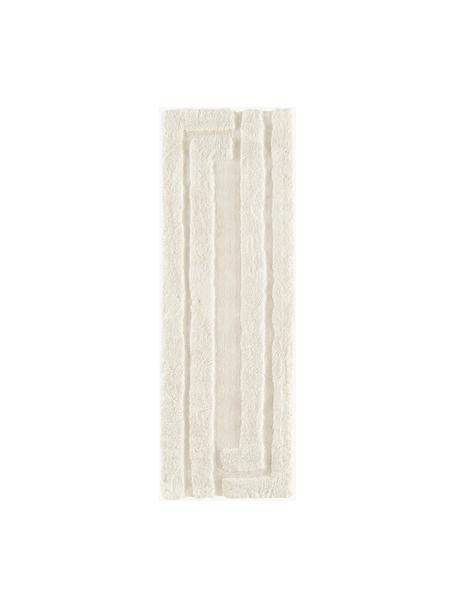 Alfombra corredor de pelo largo texturizada Genève, Parte superior: microfibras (100% poliést, Reverso: 55% poliéster, 45% algodó, Blanco crema, An 80 x L 250 cm