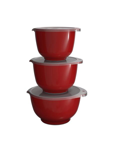 Set de cuencos con tapadera Margrethe, 3 uds., Melamina, Rojo, Set de diferentes tamaños