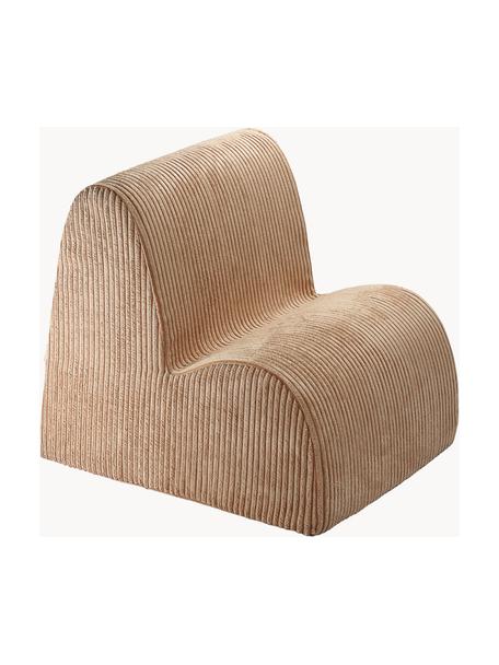 Fauteuil pour enfant en velours côtelé Cloud, Velours côtelé brun clair, larg. 50 x haut. 50 cm