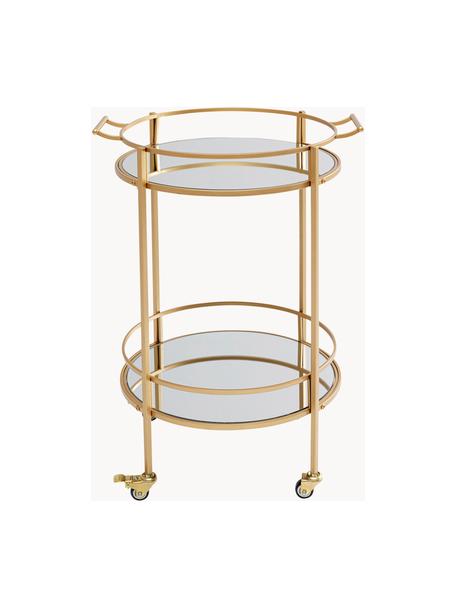 Okrúhly kovový servírovací vozík Emilia, Odtiene zlatej, odtiene striebornej, Š 57 x V 78 cm