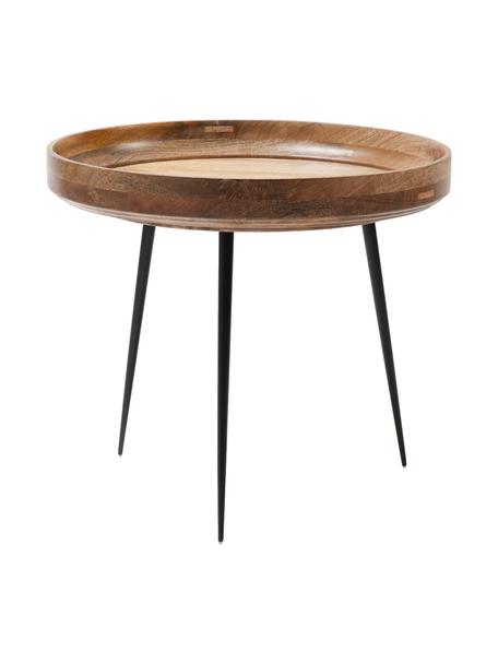 Tavolino in legno di mango Bowl, Gambe: acciaio verniciato a polv, Legno di mango laccato trasparente, Ø 53 x Alt. 46 cm