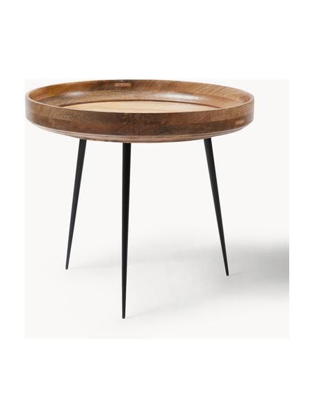 Mesa auxiliar Bowl Table, tablero de madera de mango, Tablero: madera de mango, lacada t, Patas: acero, pintura en polvo, Madera de mango, negro, Ø 53 x Al 46 cm