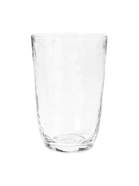 Mondgeblazen waterglazen Hammered, 4 stuks, Mondgeblazen glas, Transparant, Ø 9 x H 14 cm, 400 ml