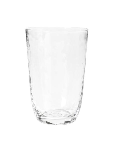 Bicchiere acqua in vetro soffiato irregolare Hammered 4 pz, Vetro soffiato, Trasparente, Ø 9 x Alt. 14 cm, 400 ml