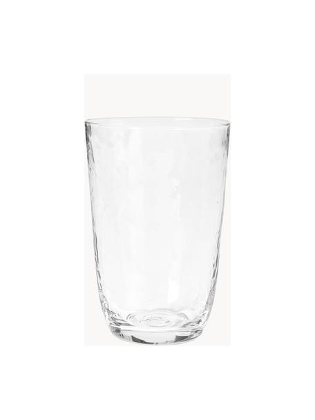 Mondgeblazen waterglazen Hammered met oneven oppervlak, 4 stuks, Mondgeblazen glas, Transparant, Ø 9 x H 14 cm, 400 ml