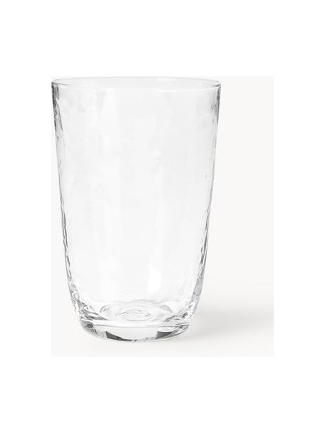 Ručne fúkané poháre na vodu Hammered, 4 ks, Fúkané sklo, Priehľadná, Ø 9 x V 14 cm, 400 ml