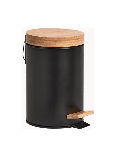 Pattumiera bagno Tallin, Coperchio: bambù, Nero, legno chiaro, 3 L