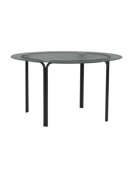Kulatý kovový konferenční stolek se skleněnou deskou Orbit, Černá, Ø 80 cm, V 45 cm