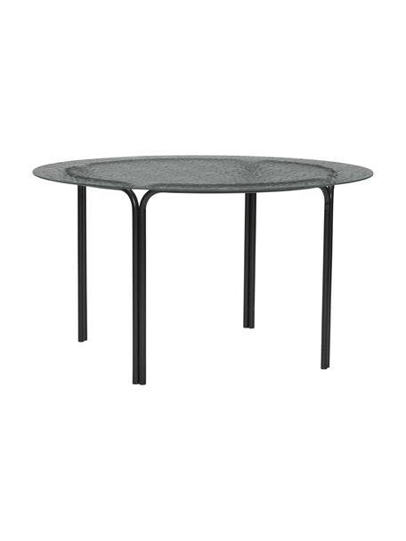 Mesa de centro redonda de metal Orbit. con tablero de vidrio, Tablero: vidrio, Estructura: metal con pintura en polv, Negro, Ø 80 x Al 45 cm