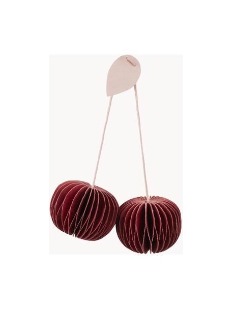 Weihnachtsbaumanhänger Cherry, 3 Stück, Papierstoff, Weinrot, Ø 3 x H 4 cm
