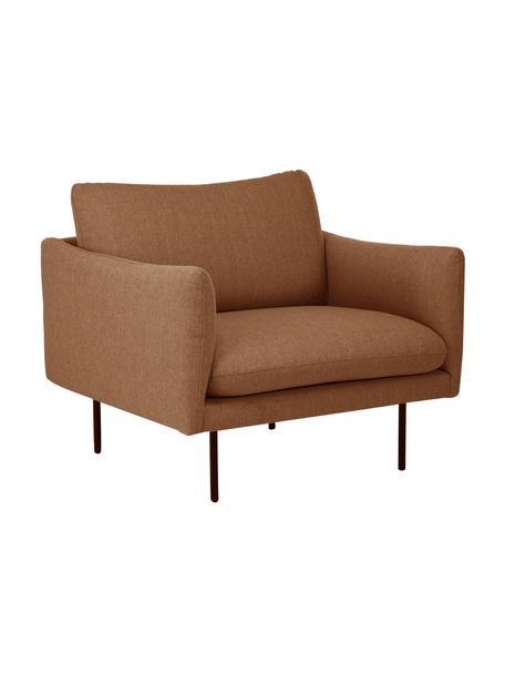 Poltrona con gambe in metallo Moby, Rivestimento: poliestere Il rivestiment, Struttura: legno di pino massiccio, , Gambe: metallo verniciato a polv, Tessuto color torrone, Larg. 90 x Prof. 90 cm