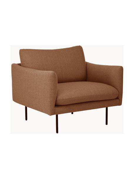 Sessel Moby, Bezug: Polyester Der hochwertige, Gestell: Massives Kiefernholz, FSC, Beine: Metall, pulverbeschichtet, Webstoff Braun, B 90 x T 90 cm