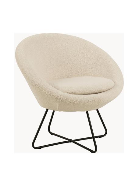 Fauteuil cocktail en tissu peluche Center, Peluche beige, larg. 82 x prof. 71 cm
