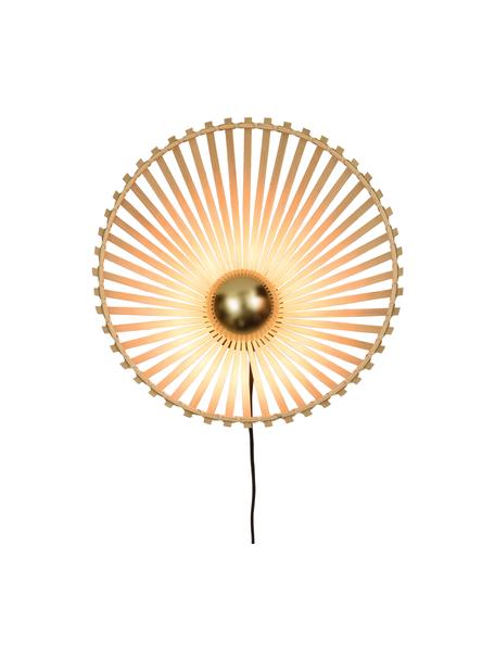 Grote wandlamp Bromo met stekker, Lampenkap: bamboe, Beige, zwart, Ø 40 cm