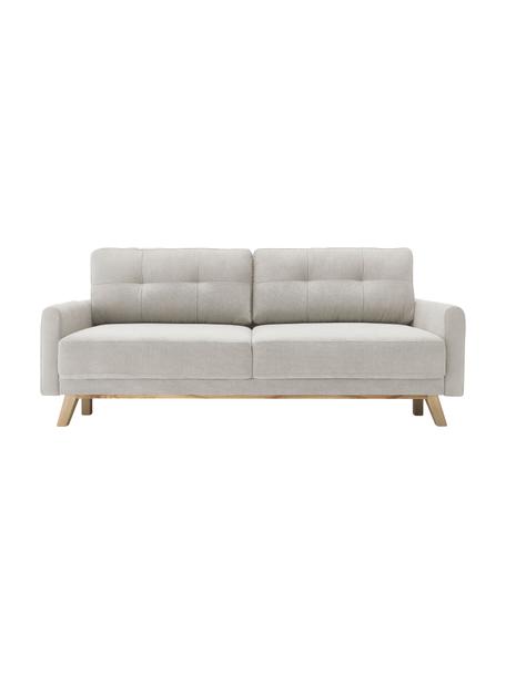Sofa rozkładana z aksamitu z miejscem do przechowywania  Balio (3-osobowa), Tapicerka: 100% aksamit poliestrowy , Nogi: drewno naturalne, Aksamitny kremowy, S 216 x G 102 cm
