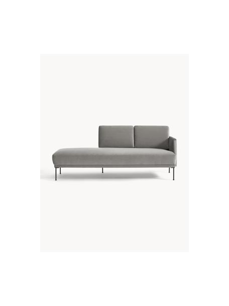 Fluwelen chaise longue Fluente, Bekleding: fluweel (hoogwaardig poly, Frame: massief grenenhout, Poten: gepoedercoat metaal Dit p, Fluweel grijs, B 202 x D 85 cm, rugleuning rechts