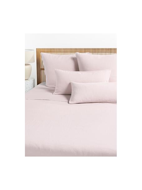 Drap plat en lin délavé Airy, Rose pâle, larg. 180 x long. 280 cm