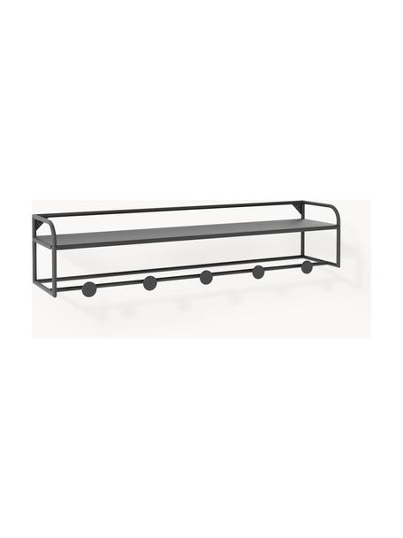 Wandkapstok Ryan van metaal, Gepoedercoat metaal, Zwart, B 92 x H 21 cm