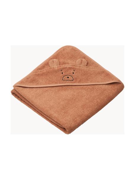 Toalla de bebé Augusta, 100% algodón, Rosa oscuro, motivo de oso, An 100 x L 100 cm